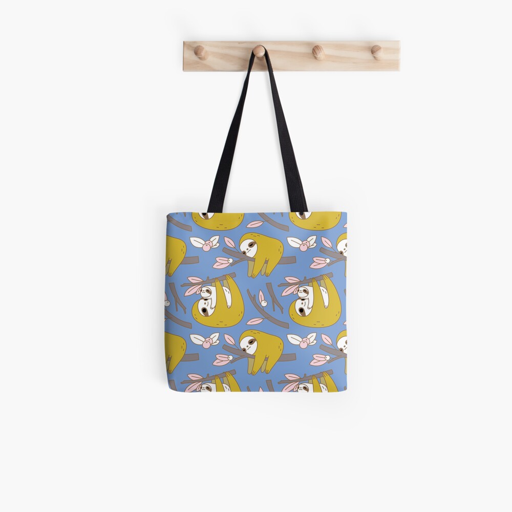 Sloth Pattern in Blue Tote Bag