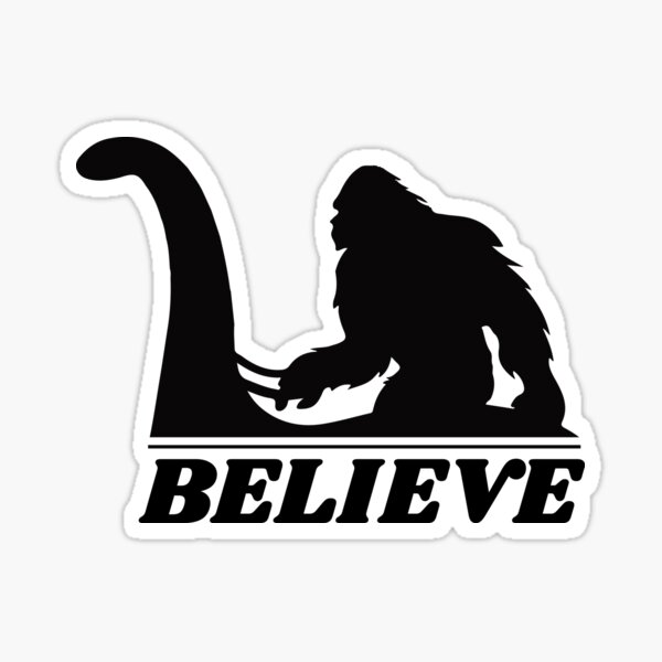 bigfoot sasquatch riding lochness monster nessie Sticker