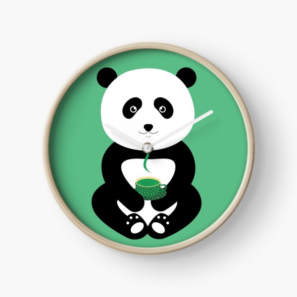 Enjoy green tea with the panda Clock