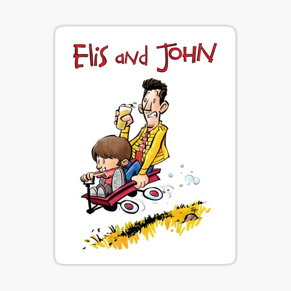 Elis and John take a ride Sticker