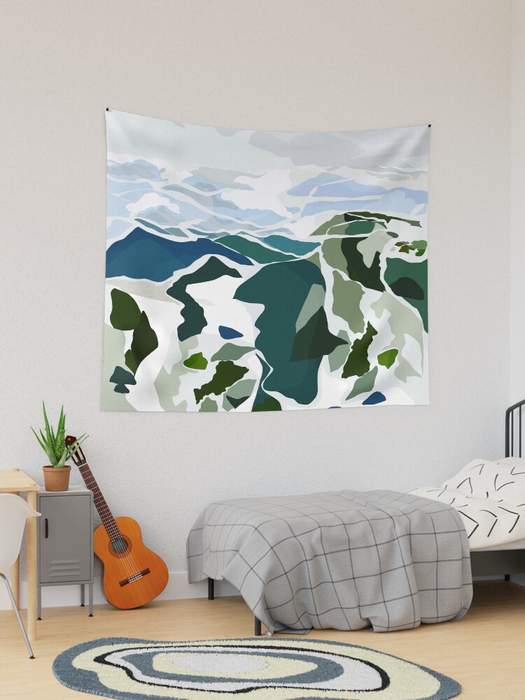 Thumbnail 1 of 3, Tapestry, green mountains designed and sold by dansedelune.