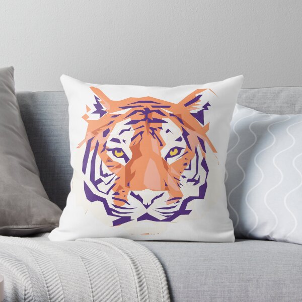 Geometric Clemson Tiger Throw Pillow