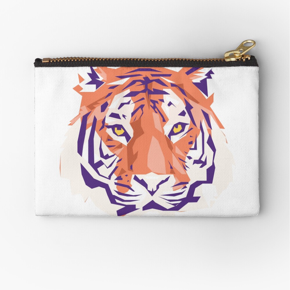 Geometric Clemson Tiger Zipper Pouch