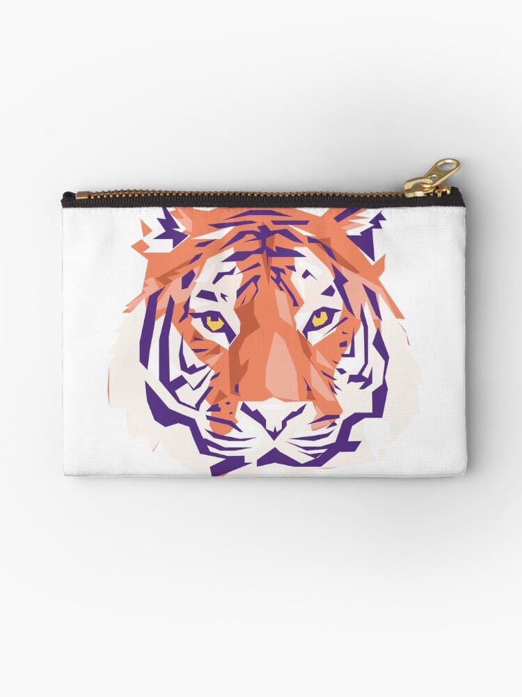 Geometric Clemson Tiger Zipper Pouch By Maryalexander13 Redbubble