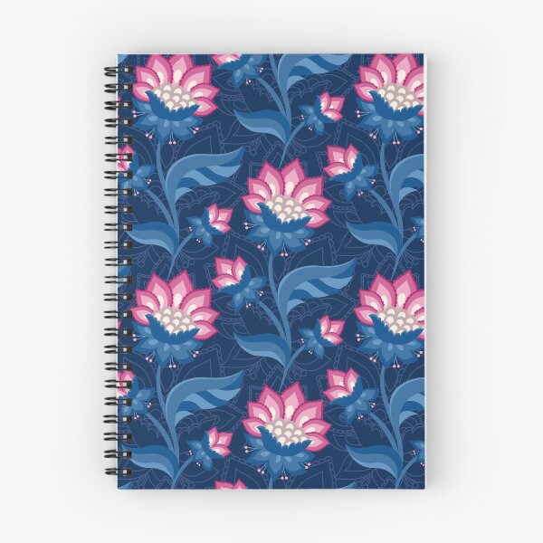 Item preview, JACOBEAN floral 08, navy blue and pink designed and sold by Slanapotam.