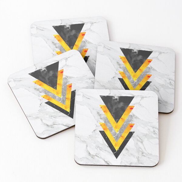 Item preview, Isas Arrow - white marble with geometric triangles in watercolor amber and black designed and sold by cadinera.