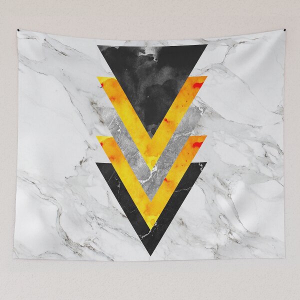 Item preview, Isas Arrow - white marble with geometric triangles in watercolor amber and black designed and sold by cadinera.