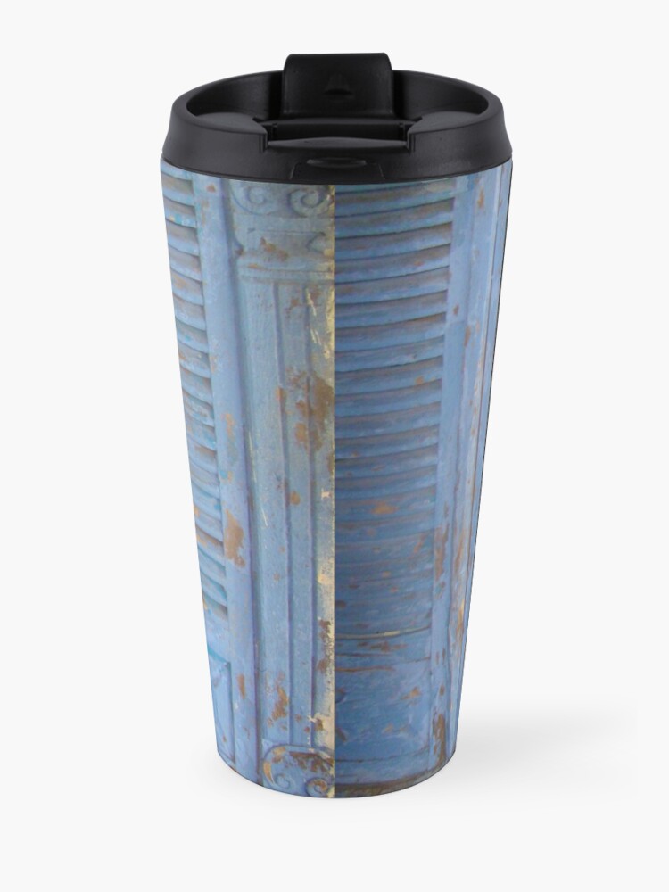 Alternate view of Blue window, rustic wood, turquoise, Rustic window Travel Mug