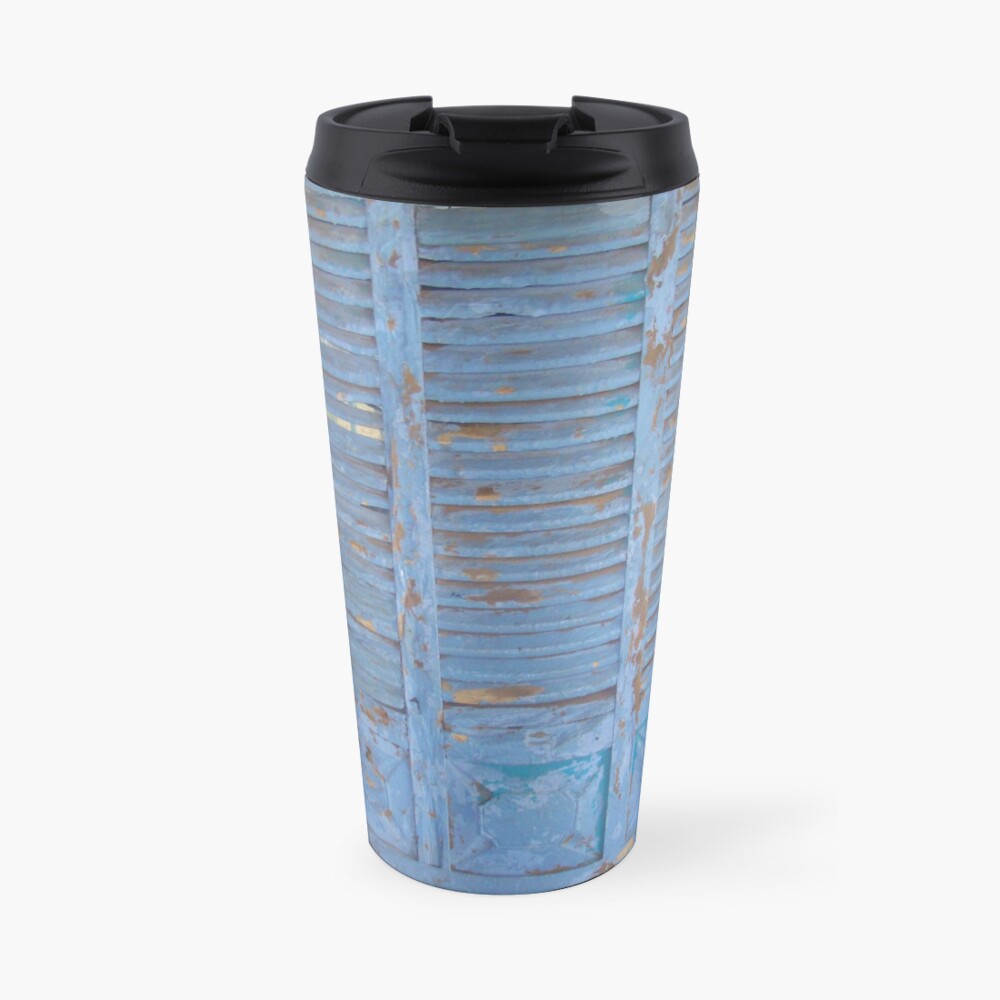 Blue window, rustic wood, turquoise, Rustic window Travel Mug