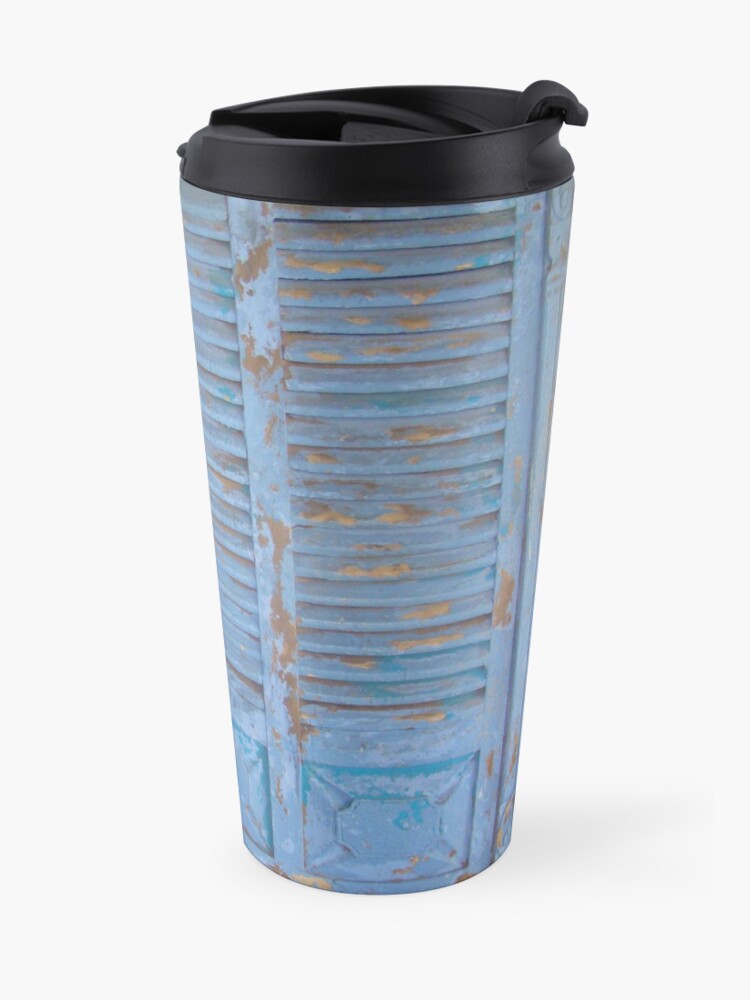 Alternate view of Blue window, rustic wood, turquoise, Rustic window Travel Mug