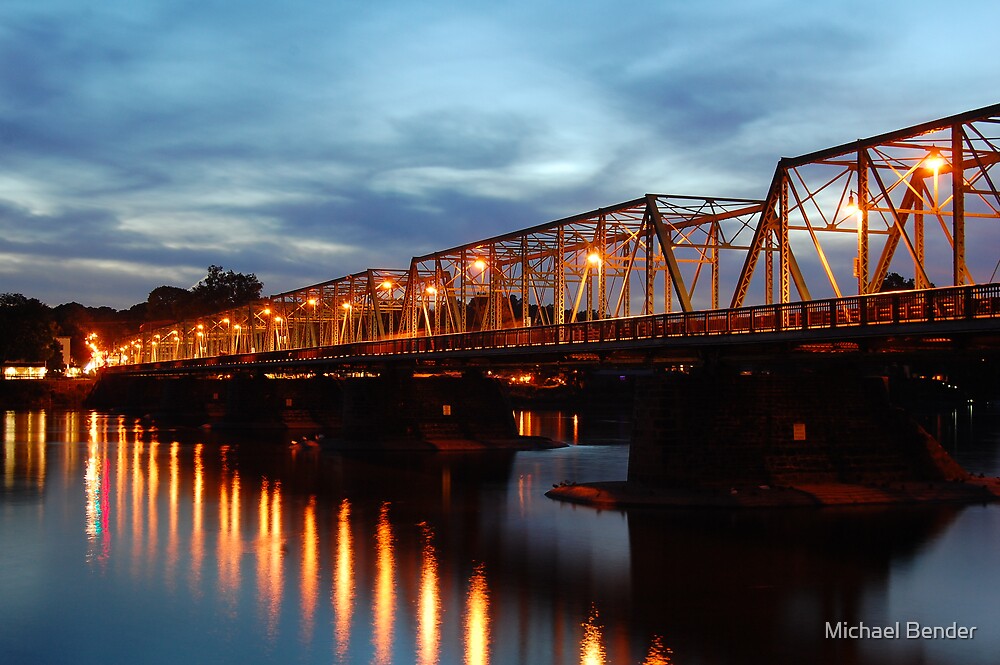"LambertvilleNew Hope Bridge at Night" by Michael Bender Redbubble