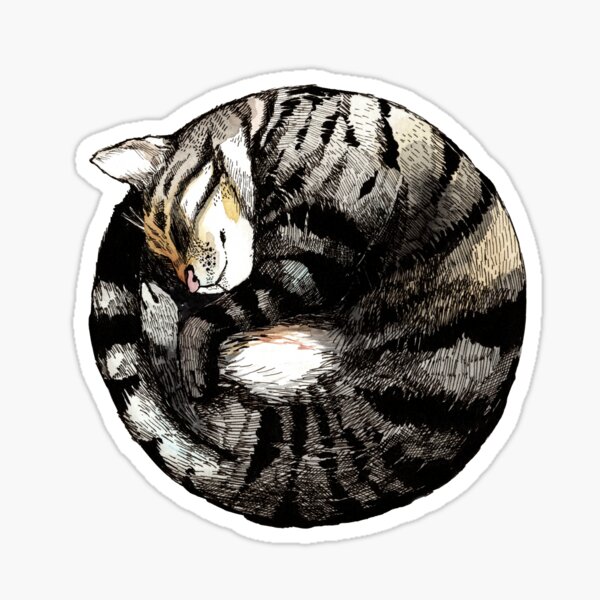 Tranquil Cat Sleeps in a Circle Sticker