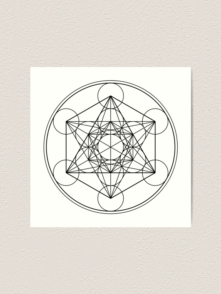 Metatron S Cube Circled Ink Art Print By Sirdouglasfresh Redbubble