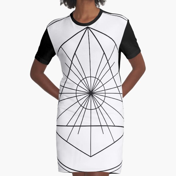 Metatron's Hidden Eye [Circled] [Black Ink] Graphic T-Shirt Dress