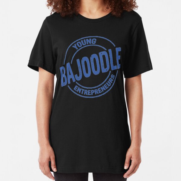 blue bajoodle logo on dark background Slim Fit T-Shirt