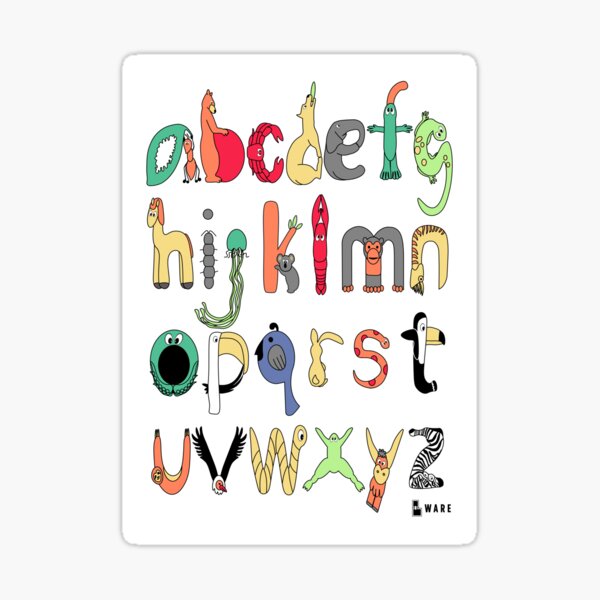 Lowecase English Animal Alphabet Sticker