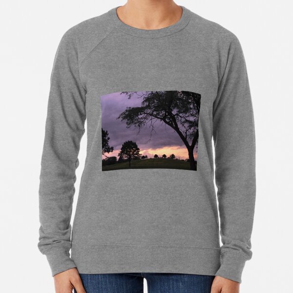 Nebraska Sunset Over Tree Hill Lightweight Sweatshirt