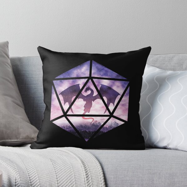 Purple Sky Dragon D20 Throw Pillow