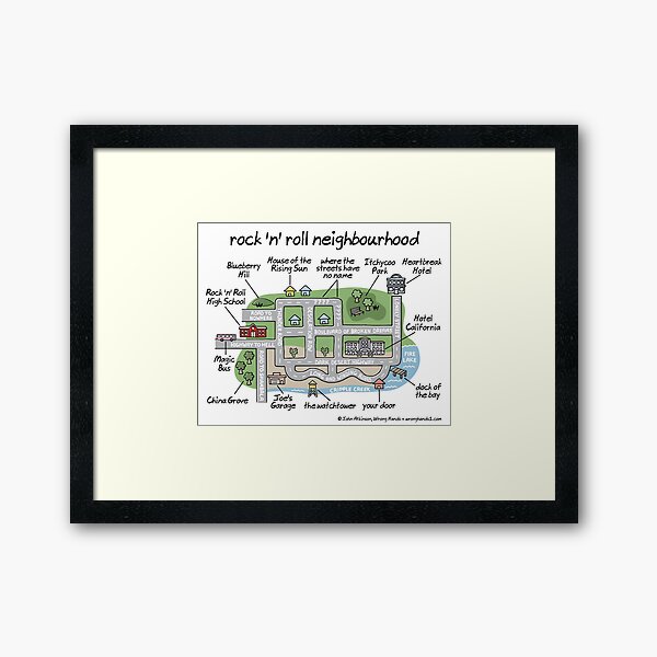 rock 'n' roll neighbourhood Framed Art Print