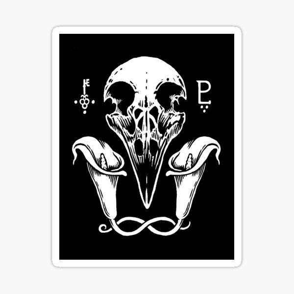Crow Skull and Lilies Sticker