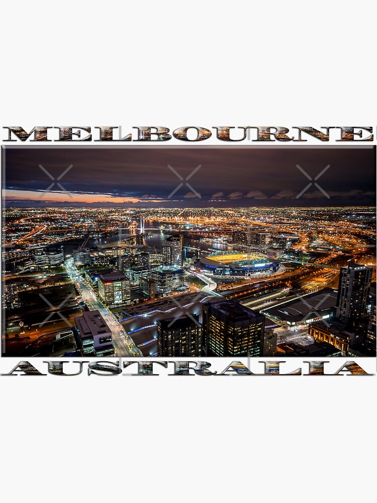 Melbourne at Night (widescreen poster on white) by RayW