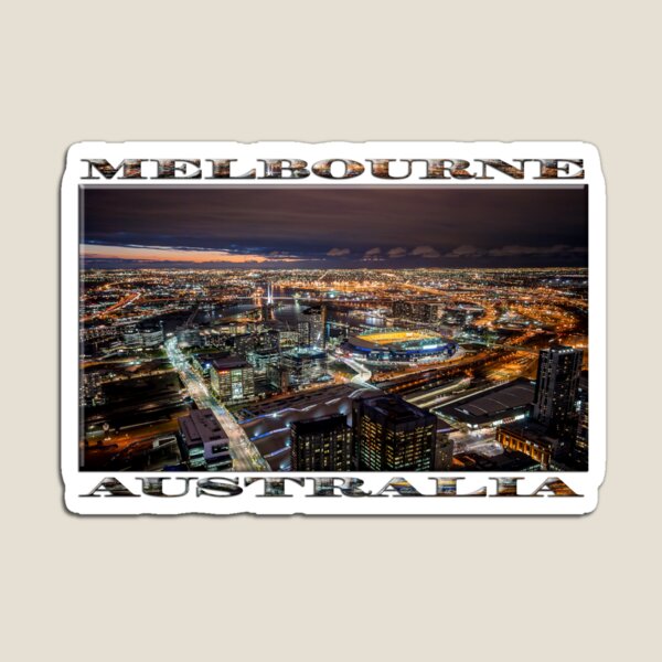 Melbourne at Night (widescreen poster on white) Magnet