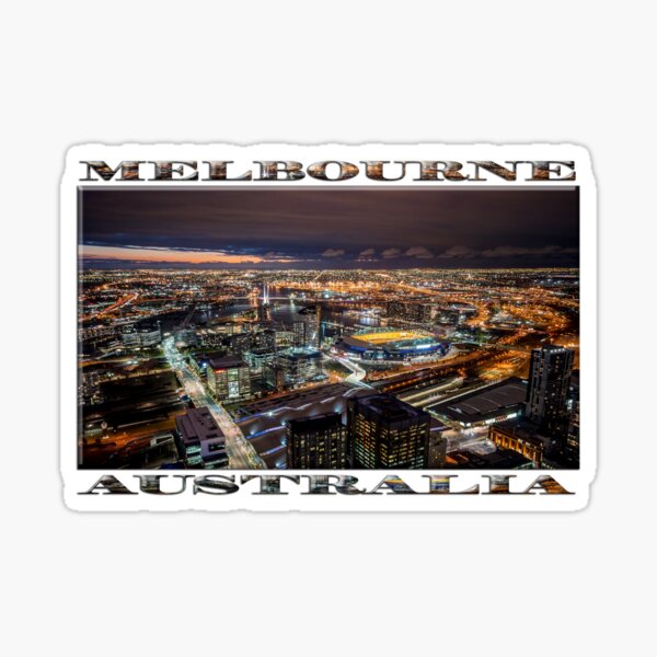 Melbourne at Night (widescreen poster on white) Sticker