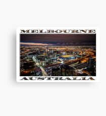 Melbourne at Night (widescreen poster on white) Canvas Print