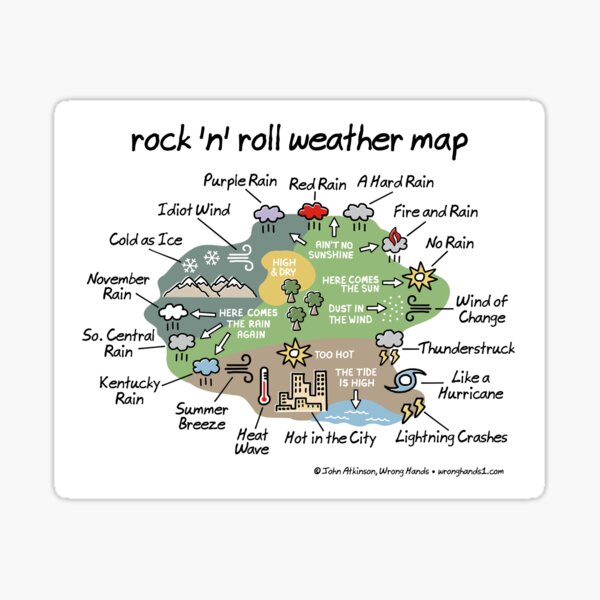 rock 'n' roll weather map Sticker