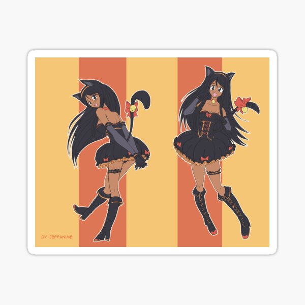 Black cat girl Sticker