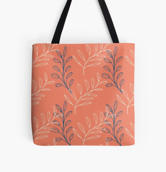 Homeland Flora Floating Leaves in Tangerine All Over Print Tote Bag