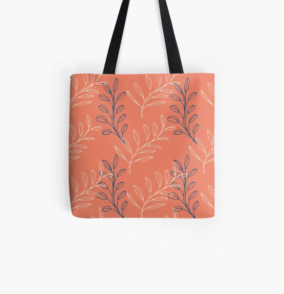 Homeland Flora Floating Leaves in Tangerine All Over Print Tote Bag