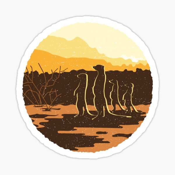 Meerkat Sunset Desert Scene Sticker