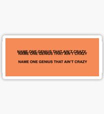 NAME ONE GENIUS THAT AIN'T CRAZY - Kanye West Sticker