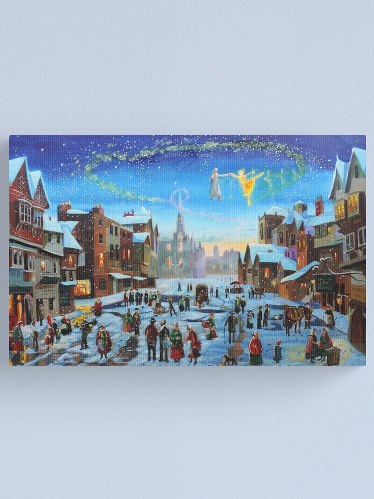 Alternate view of A Christmas Carol Scrooge and the ghost of Christmas past Canvas Print