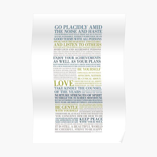Desiderata by Max Ehrmann (Multi-coloured) Poster