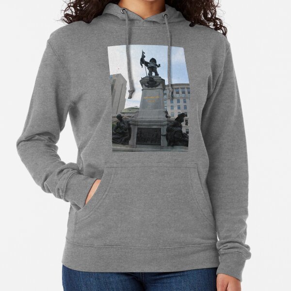 500 Place D'Armes - statue, monument, sculpture, architecture, city, art, landmark, old, liberty, memorial, sky, history, statue of liberty, travel, building, tourism, square, stone, famous, town Lightweight Hoodie