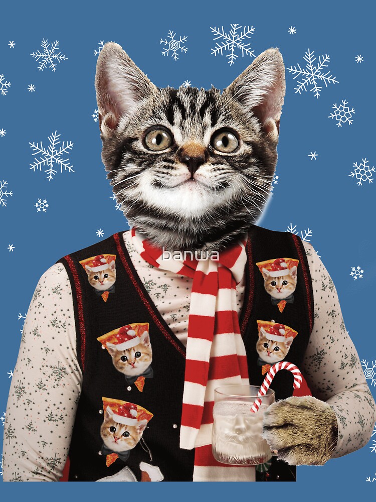 Cat pizza christmas sweater hotsell