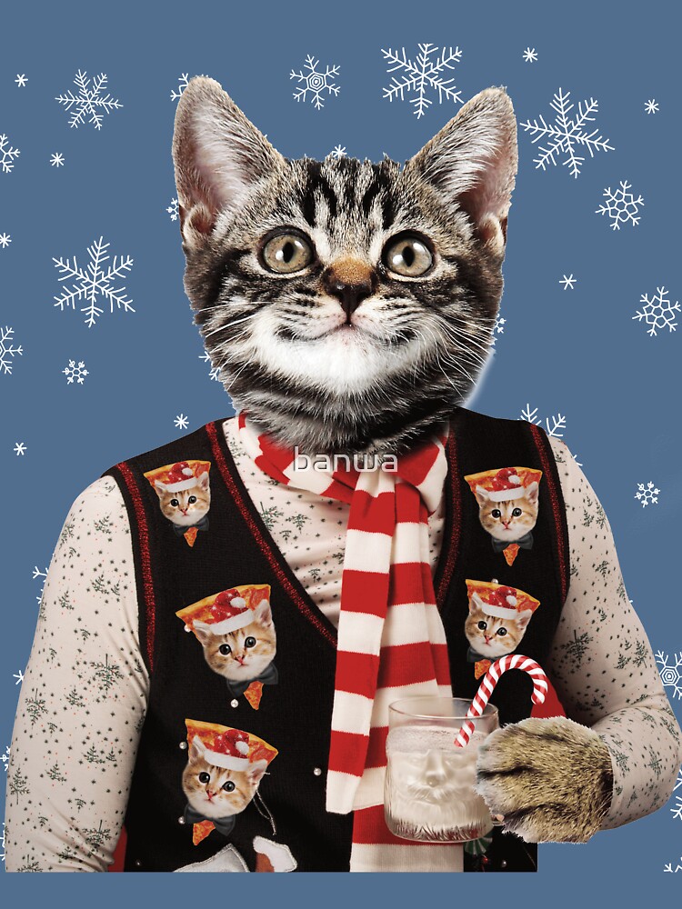 Fashion pizza cat christmas sweater