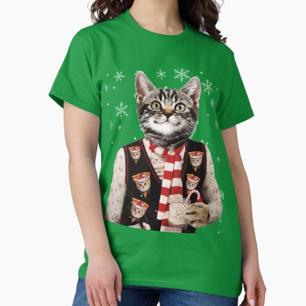 Artikel-Vorschau von Hippie-Katze, die hässliche Weihnachtsstrickjacke mit Pizzakatzen auf ihr trägt, designt und verkauft von banwa.