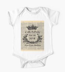 dictionary print rustikalen bauernhaus schäbigen französischen land weizen kranz Baby Body Kurzarm