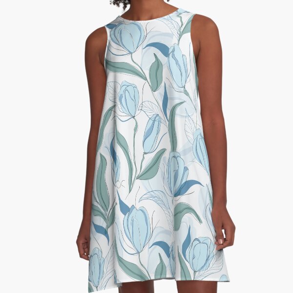 Blue tulips A-Line Dress