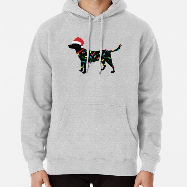 Christmas Labrador Retriever in Santa Hat Christmas Lights Holiday Dog Gift Santa Dog Pullover Hoodie
