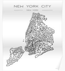 Retro- New York City-minimalistische Karten-Zeichnung Poster