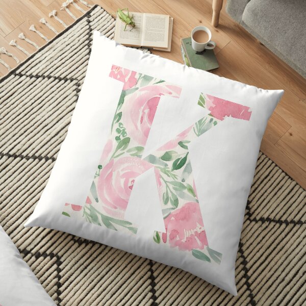 Aquarell Blumenbuchstabe K Bodenkissen