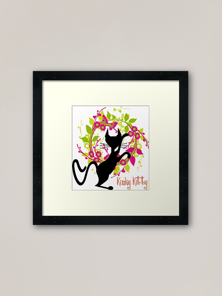 Alternate view of KINKY KITTY - Kitty with Garland Framed Art Print