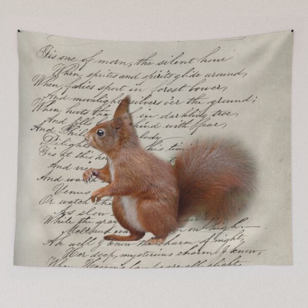Item preview, dark academia autumn fall fairytale scripts woodland animal squirrel designed and sold by LEILA ART SPACE.
