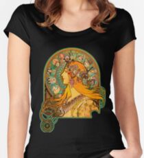 HD Zodiac, (1896) - Alphonse Mucha Women's Fitted Scoop T-Shirt