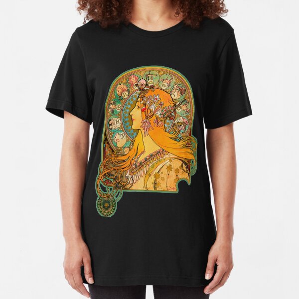 HD Zodiac, (1896) - Alphonse Mucha Slim Fit T-Shirt