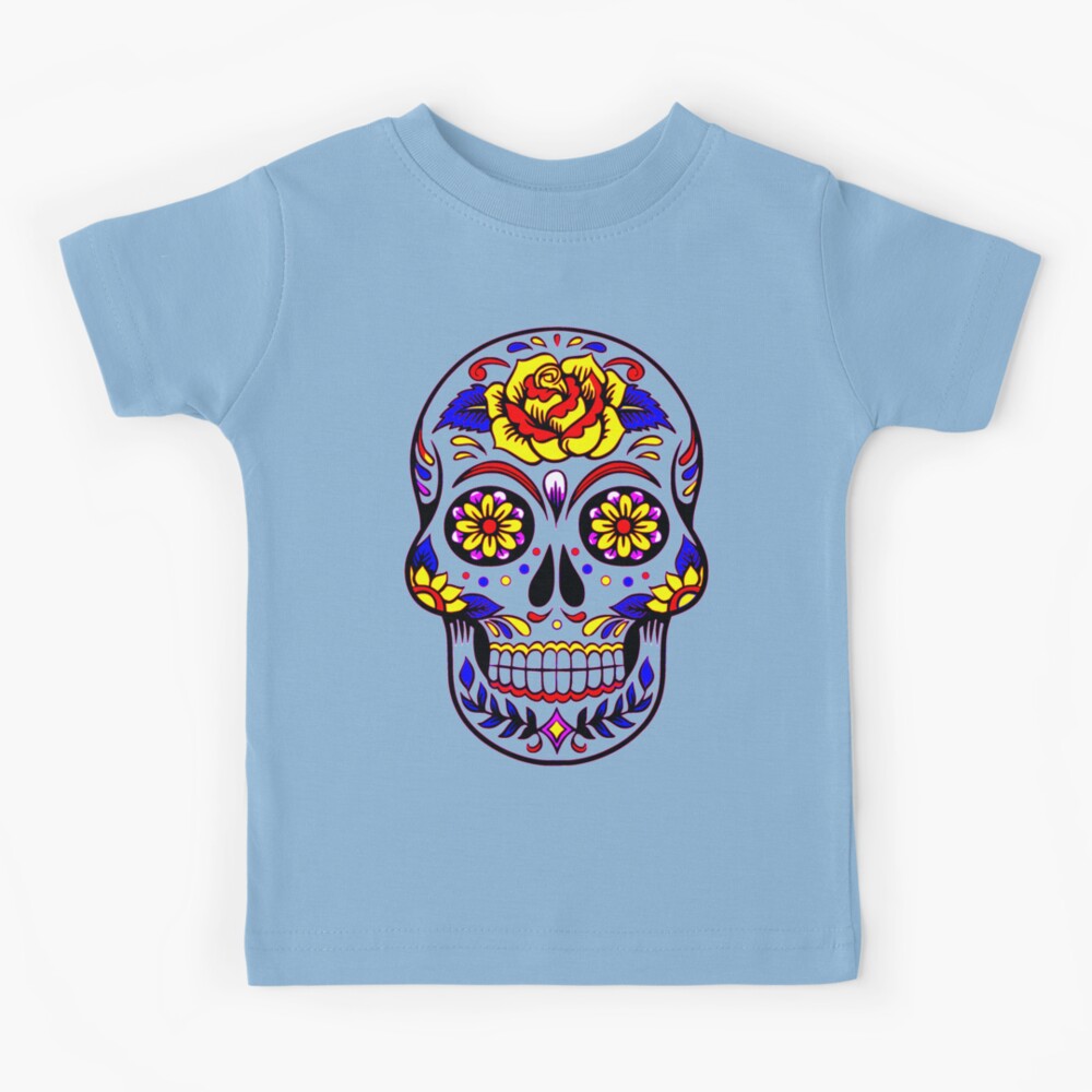 Chinese Porcelain Blue & White Sugar Skull Kids T-Shirt for Sale